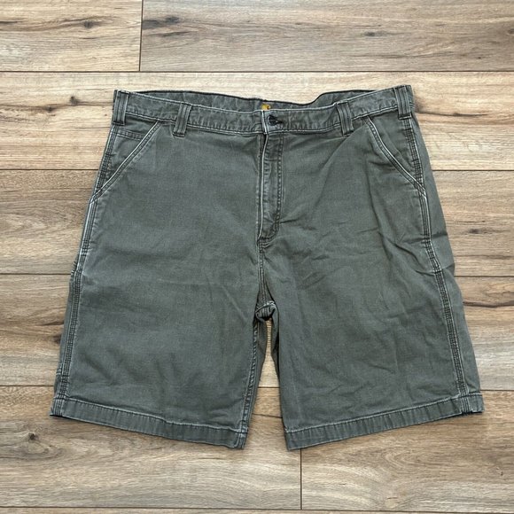 Men's Carhartt Relaxed Fit Khaki Shorts SZ 42x9 Tarmac Gray Casual 102514-217 - Picture 1 of 12
